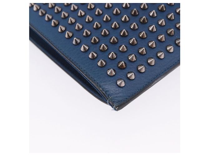 Borsa Christian Louboutin in pelle blu e argento Auth ka6102 - vista 15