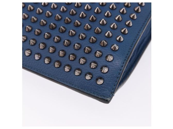 Borsa Christian Louboutin in pelle blu e argento Auth ka6102 - vista 16