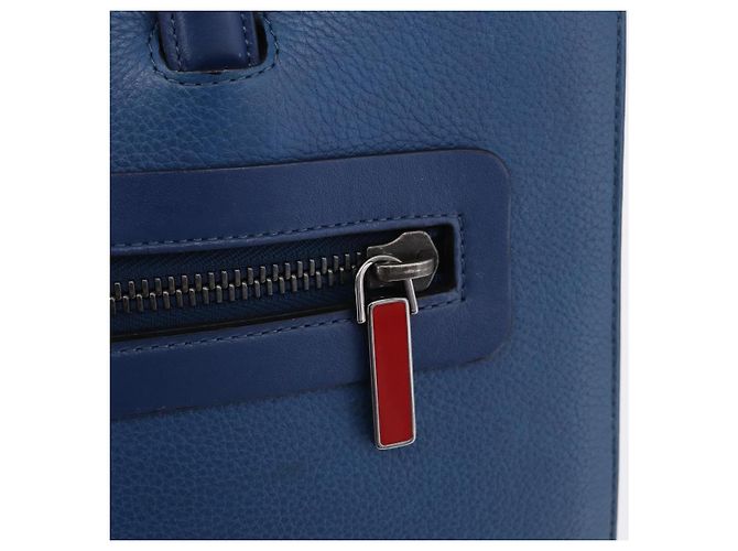 Borsa Christian Louboutin in pelle blu e argento Auth ka6102 - vista 19