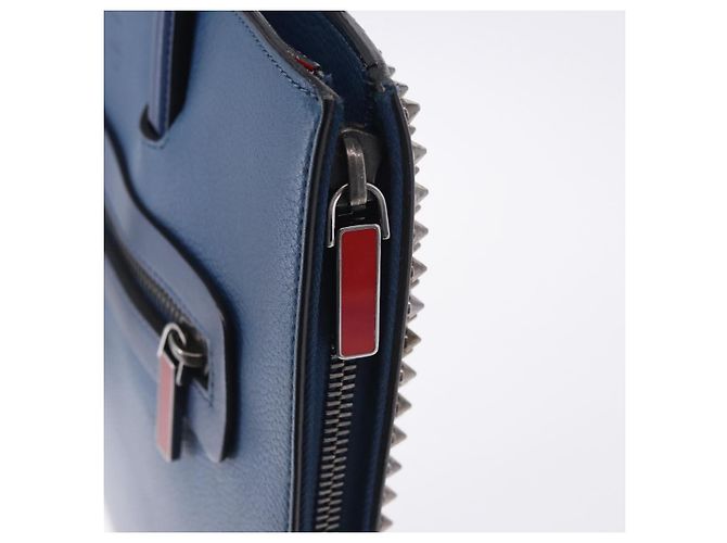 Borsa Christian Louboutin in pelle blu e argento Auth ka6102 - vista 20