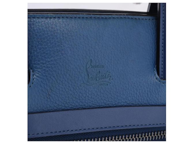 Borsa Christian Louboutin in pelle blu e argento Auth ka6102 - vista 21