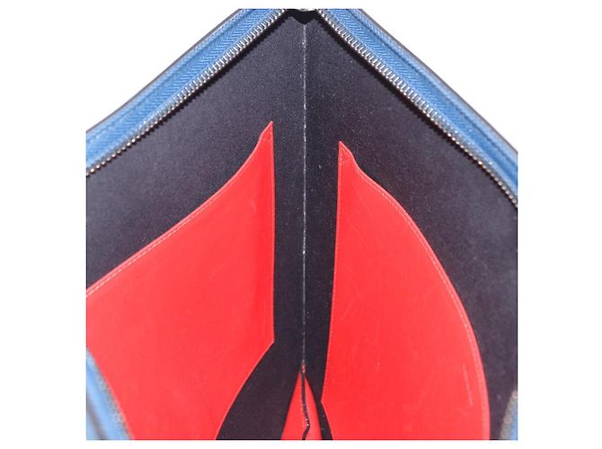 Borsa Christian Louboutin in pelle blu e argento Auth ka6102 - vista 23