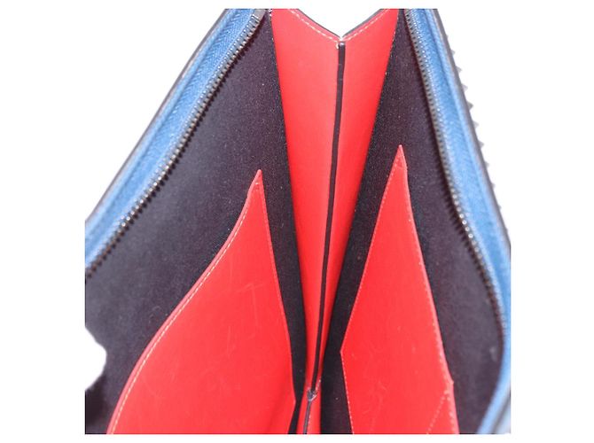 Borsa Christian Louboutin in pelle blu e argento Auth ka6102 - vista 24