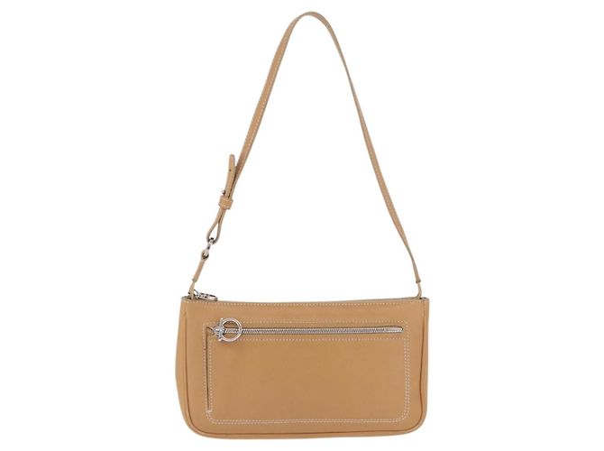 Salvatore Ferragamo Accessory Pouch Leather Beige Silver Auth 201289A Silvery - view 13