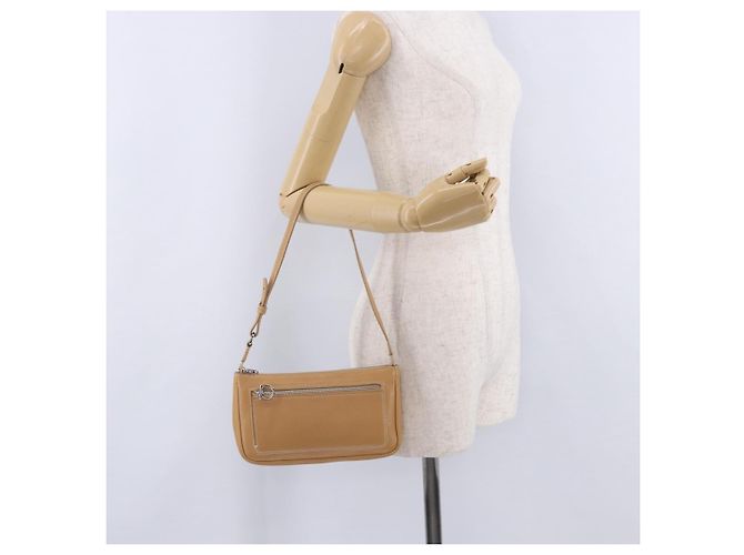 Salvatore Ferragamo Accessory Pouch Leather Beige Silver Auth 201289A Silvery - view 27