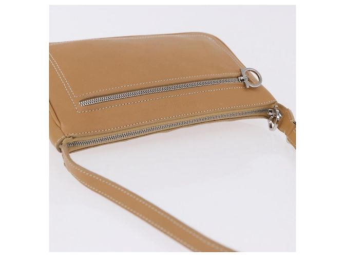 Salvatore Ferragamo Accessory Pouch Leather Beige Silver Auth 201289A Silvery - view 7