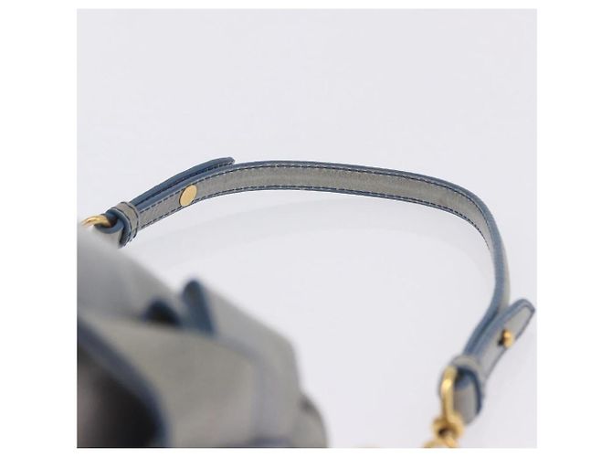 Borsa a tracolla Miu Miu Vitellolux Light Blue Gold Auth 202191M D'oro Blu chiaro - vista 14