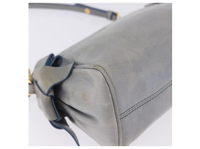 Borsa a tracolla Miu Miu Vitellolux Light Blue Gold Auth 202191M D'oro Blu chiaro - vista 15