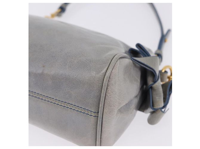 Borsa a tracolla Miu Miu Vitellolux Light Blue Gold Auth 202191M D'oro Blu chiaro - vista 16
