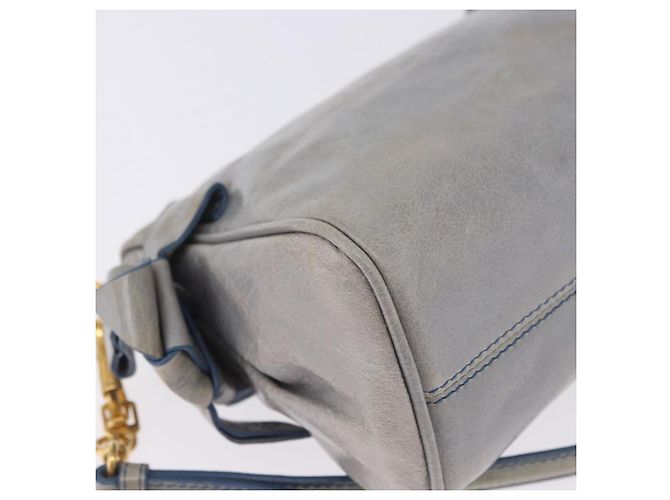 Borsa a tracolla Miu Miu Vitellolux Light Blue Gold Auth 202191M D'oro Blu chiaro - vista 17