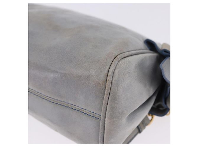 Borsa a tracolla Miu Miu Vitellolux Light Blue Gold Auth 202191M D'oro Blu chiaro - vista 18