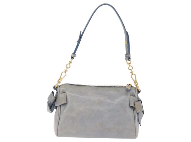 Borsa a tracolla Miu Miu Vitellolux Light Blue Gold Auth 202191M D'oro Blu chiaro - vista 2