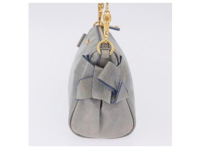 Borsa a tracolla Miu Miu Vitellolux Light Blue Gold Auth 202191M D'oro Blu chiaro - vista 4
