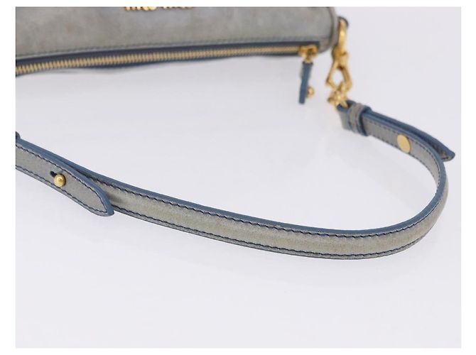 Borsa a tracolla Miu Miu Vitellolux Light Blue Gold Auth 202191M D'oro Blu chiaro - vista 9