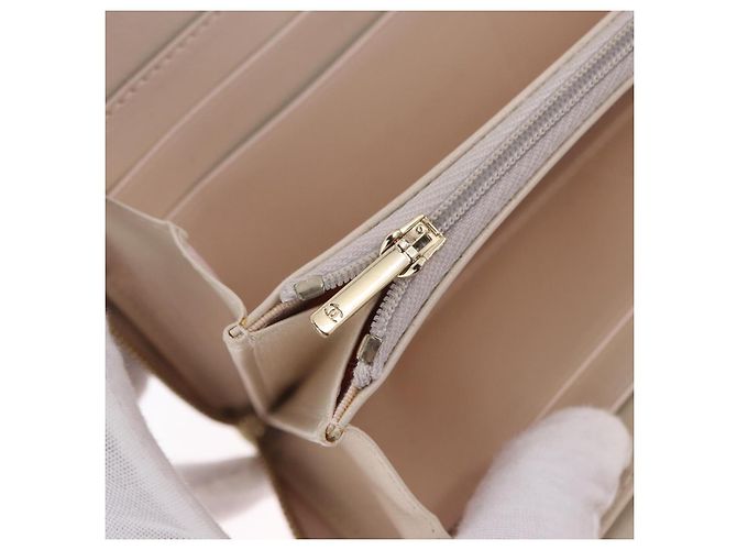 Portefeuille long CHANEL Matelasse en agneau Gold CC Auth 203081V Doré - vue 10