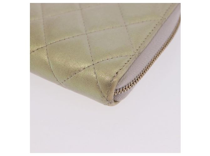 Portefeuille long CHANEL Matelasse en agneau Gold CC Auth 203081V Doré - vue 14