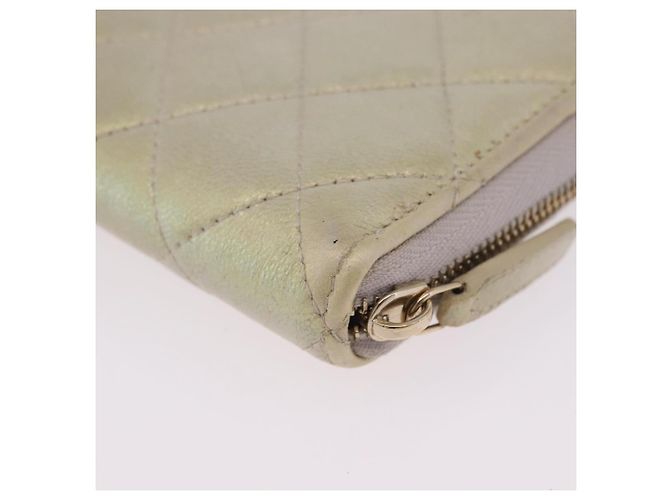 Portefeuille long CHANEL Matelasse en agneau Gold CC Auth 203081V Doré - vue 16