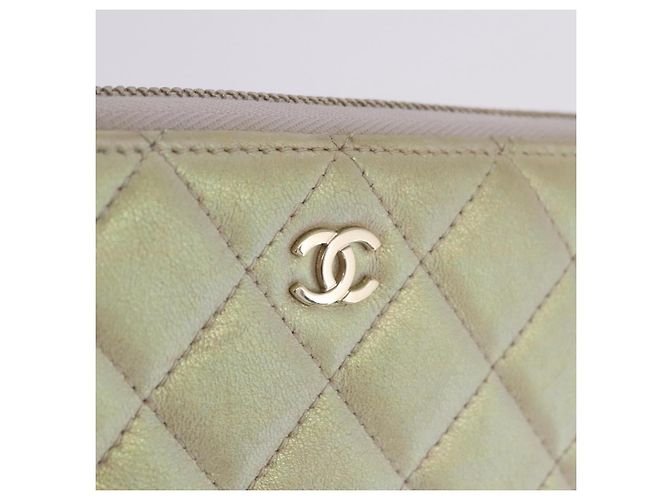 Portefeuille long CHANEL Matelasse en agneau Gold CC Auth 203081V Doré - vue 17