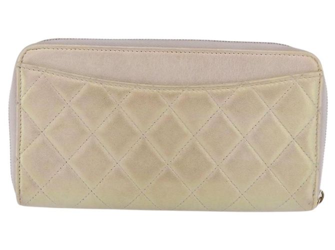 Portefeuille long CHANEL Matelasse en agneau Gold CC Auth 203081V Doré - vue 2