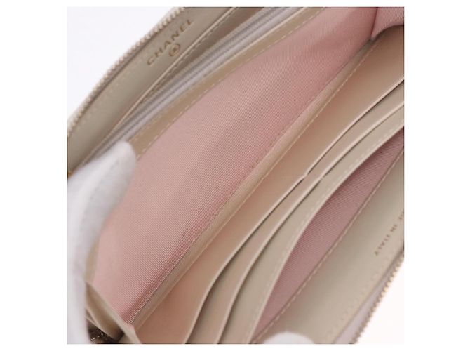 Portefeuille long CHANEL Matelasse en agneau Gold CC Auth 203081V Doré - vue 21