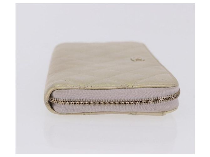 Portefeuille long CHANEL Matelasse en agneau Gold CC Auth 203081V Doré - vue 3