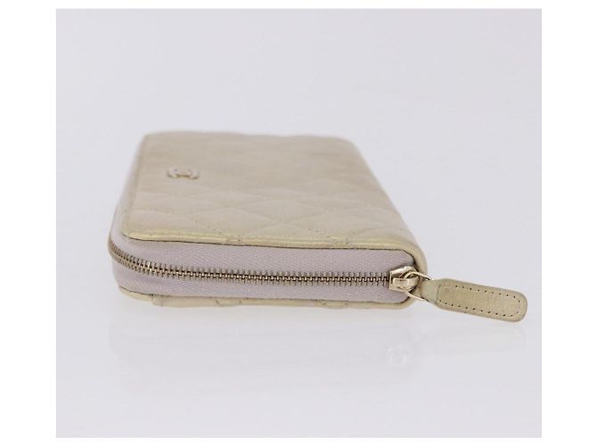 Portefeuille long CHANEL Matelasse en agneau Gold CC Auth 203081V Doré - vue 4
