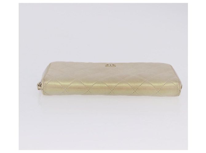 Portefeuille long CHANEL Matelasse en agneau Gold CC Auth 203081V Doré - vue 6