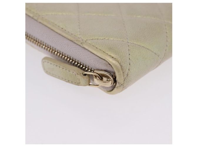 Portefeuille long CHANEL Matelasse en agneau Gold CC Auth 203081V Doré - vue 7