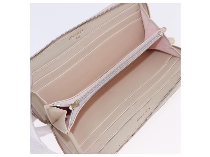 Portefeuille long CHANEL Matelasse en agneau Gold CC Auth 203081V Doré - vue 9