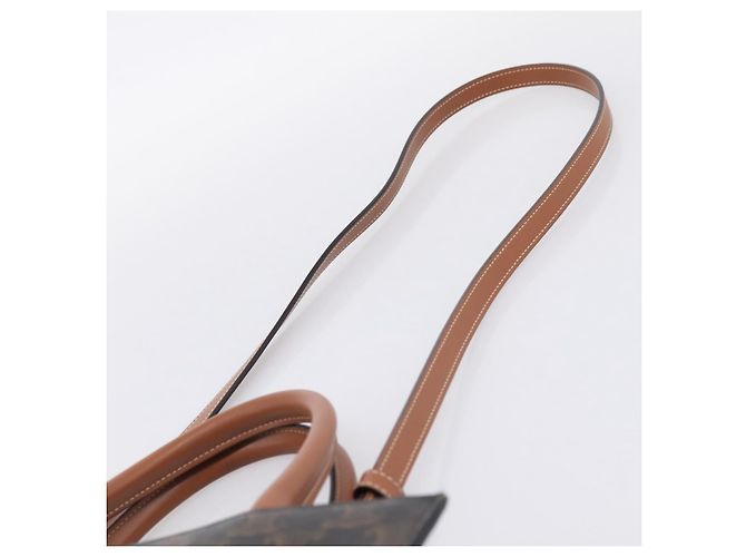 Céline Borsa a tracolla CELINE Macadam Canvas Triomphe in pelle 2way Brown Gold Auth mr2902A Marrone D'oro - vista 14