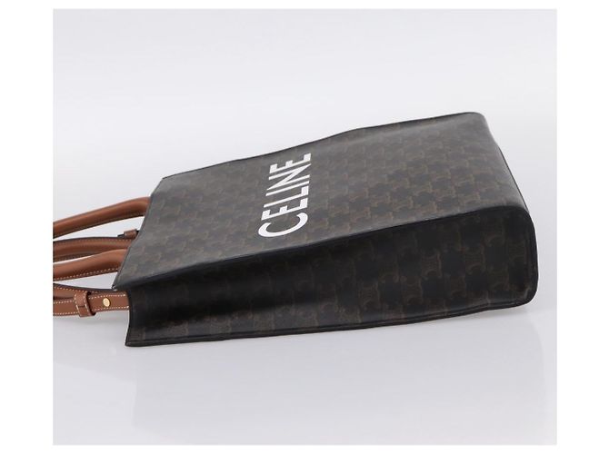 Céline Borsa a tracolla CELINE Macadam Canvas Triomphe in pelle 2way Brown Gold Auth mr2902A Marrone D'oro - vista 3