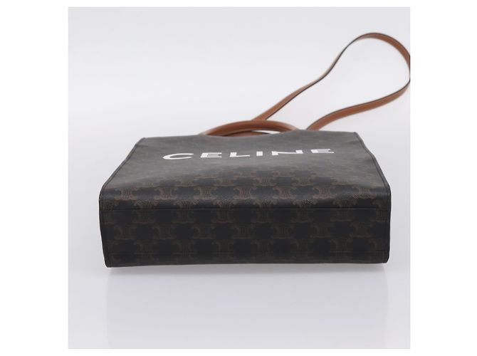 Céline Borsa a tracolla CELINE Macadam Canvas Triomphe in pelle 2way Brown Gold Auth mr2902A Marrone D'oro - vista 5