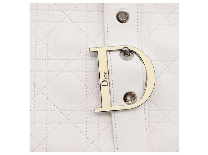 Borsa Christian Dior Canage in pelle bianca e argento Auth mr2872V Bianco - vista 10