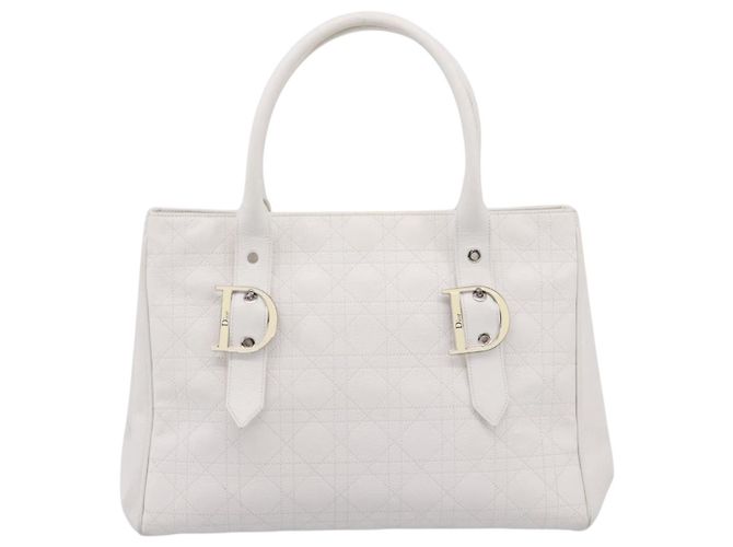 Borsa Christian Dior Canage in pelle bianca e argento Auth mr2872V Bianco - vista 13