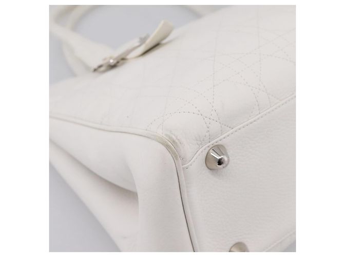 Borsa Christian Dior Canage in pelle bianca e argento Auth mr2872V Bianco - vista 14