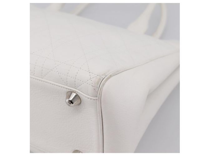 Borsa Christian Dior Canage in pelle bianca e argento Auth mr2872V Bianco - vista 15