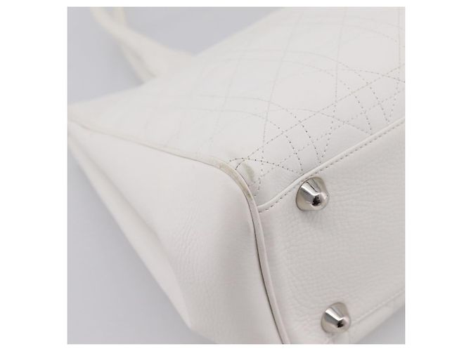 Borsa Christian Dior Canage in pelle bianca e argento Auth mr2872V Bianco - vista 16