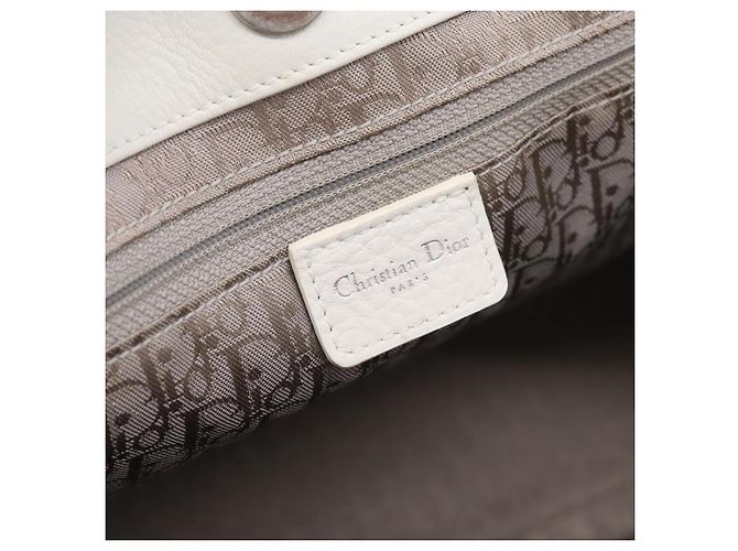 Borsa Christian Dior Canage in pelle bianca e argento Auth mr2872V Bianco - vista 17