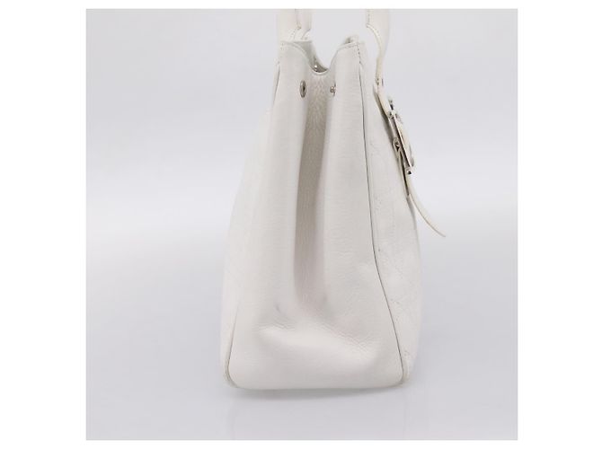 Borsa Christian Dior Canage in pelle bianca e argento Auth mr2872V Bianco - vista 3