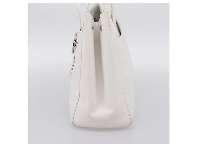 Borsa Christian Dior Canage in pelle bianca e argento Auth mr2872V Bianco - vista 4