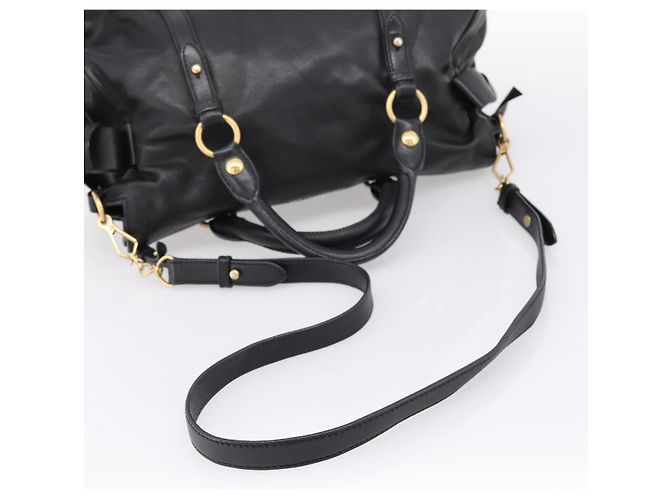 Borsa a mano Miu Miu in pelle 2way Nero Oro Auth 203800V D'oro - vista 10