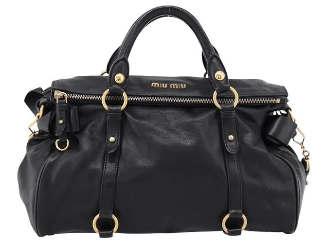 Borsa a mano Miu Miu in pelle 2way Nero Oro Auth 203800V D'oro - vista 13