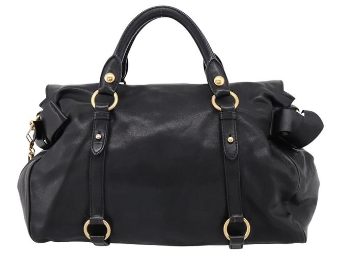 Borsa a mano Miu Miu in pelle 2way Nero Oro Auth 203800V D'oro - vista 2