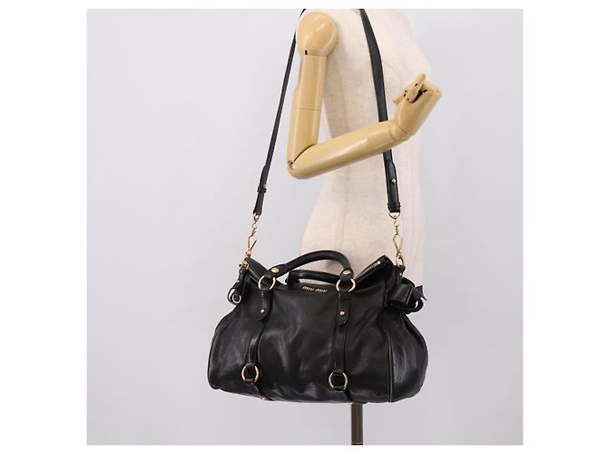 Borsa a mano Miu Miu in pelle 2way Nero Oro Auth 203800V D'oro - vista 25