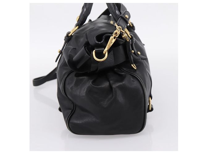 Borsa a mano Miu Miu in pelle 2way Nero Oro Auth 203800V D'oro - vista 3