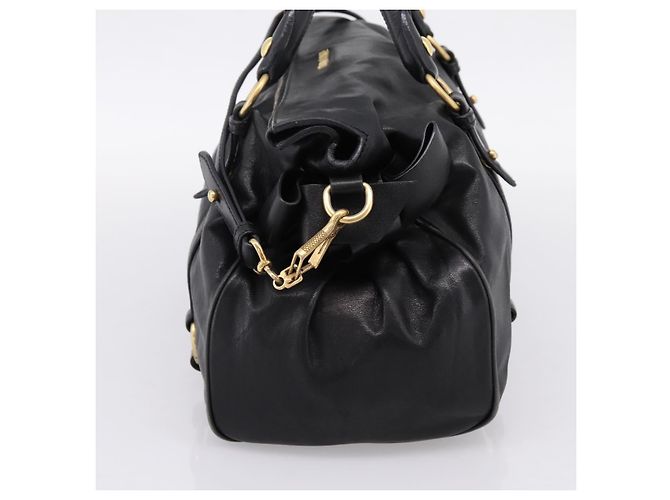 Borsa a mano Miu Miu in pelle 2way Nero Oro Auth 203800V D'oro - vista 4