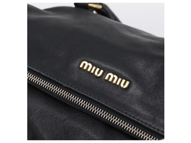Borsa a mano Miu Miu in pelle 2way Nero Oro Auth 203800V D'oro - vista 6