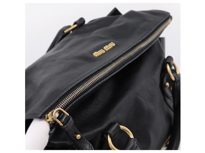 Borsa a mano Miu Miu in pelle 2way Nero Oro Auth 203800V D'oro - vista 7