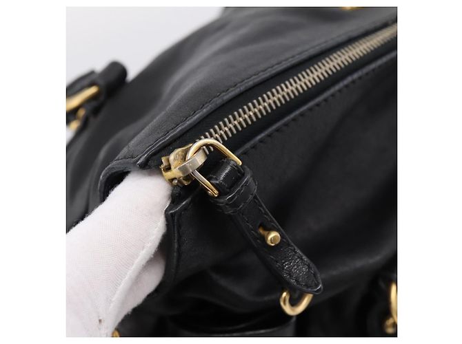 Borsa a mano Miu Miu in pelle 2way Nero Oro Auth 203800V D'oro - vista 8