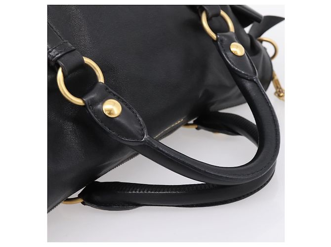Borsa a mano Miu Miu in pelle 2way Nero Oro Auth 203800V D'oro - vista 9